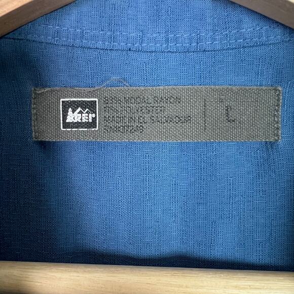 REI Men's Sausalito Shirt Size Large Short Sleeve Modal Button Up Blue - Picture 4 of 6